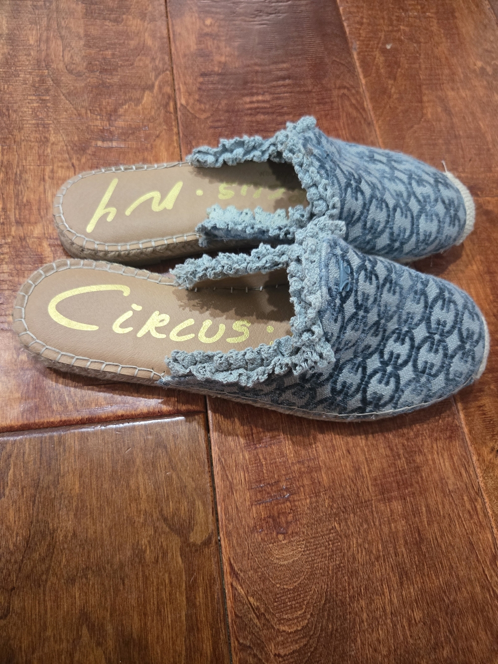 Sam Edelman Light Blue Patterned Slip-On Mules Size 8.5